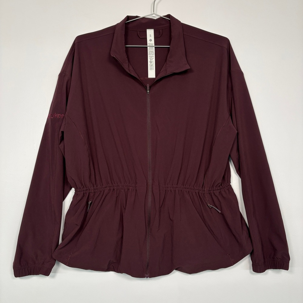 Lululemon Women Jacket XL Maroon UV Protective Cinch Waist LW3IKAS Stryker‎ Logo